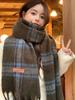 Korean Retro Plaid Scarf Women's Winter Thickened Imitation Cashmere Warm Scarf Versatile Shawl Student Couple New