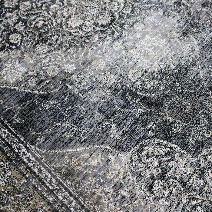 Wohnzimmerteppich aus Viskose mit Vintage-Medaillonmuster grau 160x230