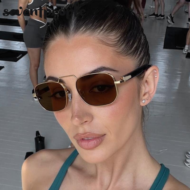 Vintage Small Frame Rectangle Sunglasses Women Luxury Brand Classic Punk Outdoor Driving Sunglass For Ladies Trendy Shades