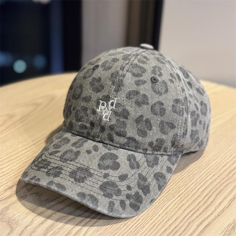American contrasting color personalized letter embroidery soft top thin leopard print baseball cap children autumn and winter versatile age-reducing c