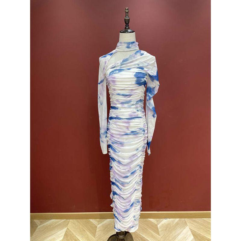 2025 Spring and Summer New Beauty To Aphasia Niche Holiday Style Tie-dye Elements Tube Top Dress Long Dress
