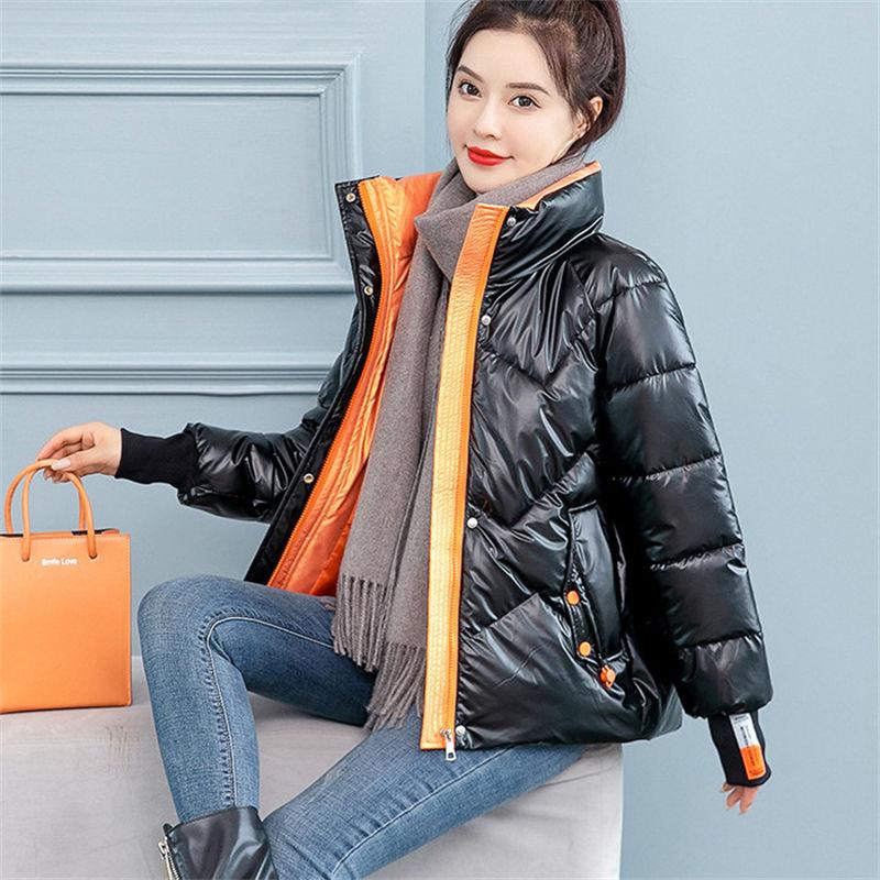 New Women's Winter Jacket Glossy Parka Stand Callor Down Cotton Jacket Warm Casual Cotton Padded Parkas Snow Wear Coat