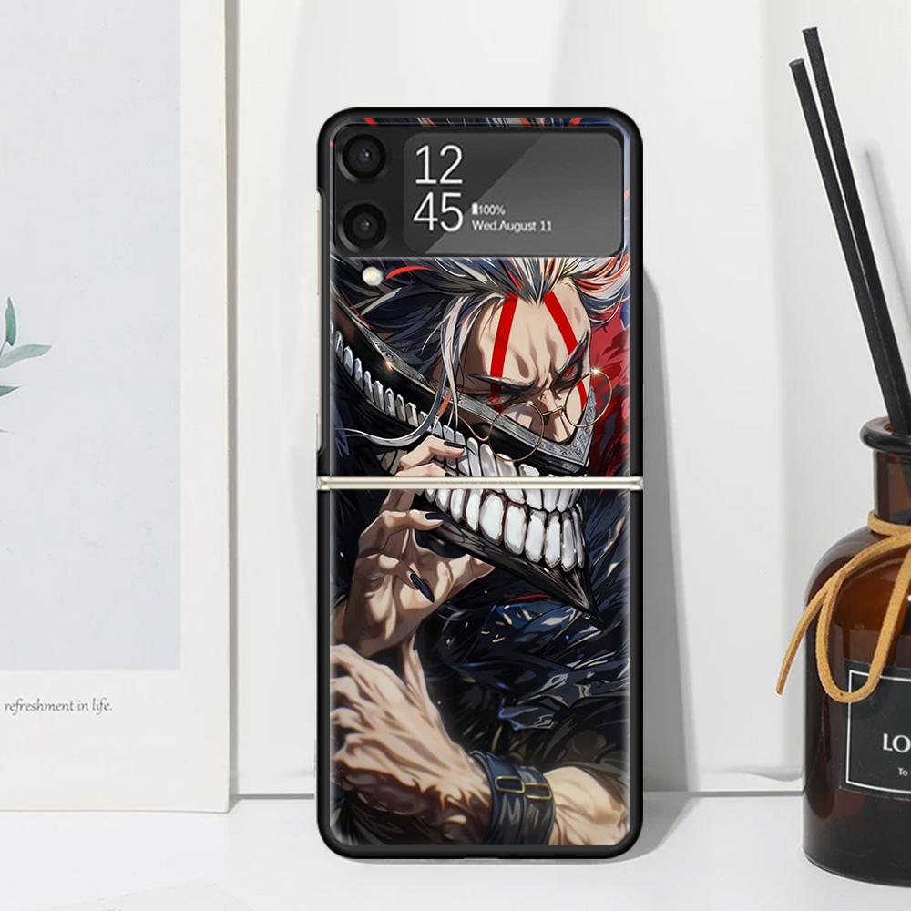 Anime D-Dandadans Okarun Phone Case Cover for Samsung Galaxy Z Flip 7 6 5 4 3 5G Flip3 Flip4 Flip5 ZFlip6 ZFlip7 Black Fundas Cl