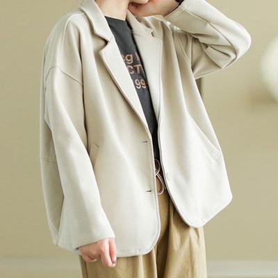 Casaco para Mulheres Algodão Outono Inverno Espessado Casual Oversize Cor Sólida Tricotado Algodão Elástico Blazer Casaco