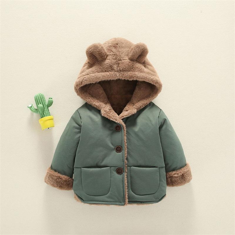 Baby Verdickte Baumwollmäntel Kleinkind Warme Gefütterte Winterjacke Jungen Fleece Kapuzenoberbekleidung Kinder Winddichte Parkas