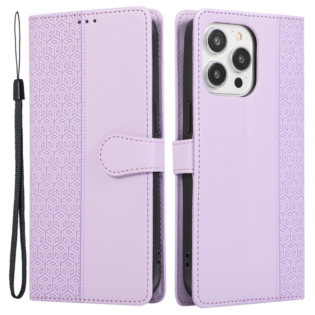 R20 for iPhone 12/12 Pro Case Folio PU Leather Splicing Rhombus Wallet Phone Cover
