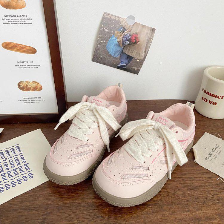 2025 Spring Chic Women's German Double Mesh Sneakers: Ugly-Cute Korean Style Breathable White Sport Shoes