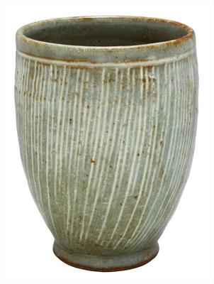 Mino Ware Teacup with Mishima Carving by Michio Approximately 190ml Made In Product Number Ito, Capacity, Japan, 046-0007
