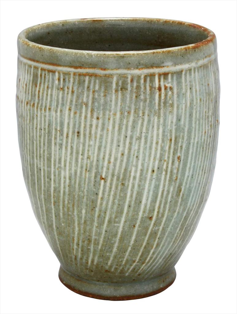 Mino Ware Teacup with Mishima Carving by Michio Approximately 190ml Made In Product Number Ito, Capacity, Japan, 046-0007