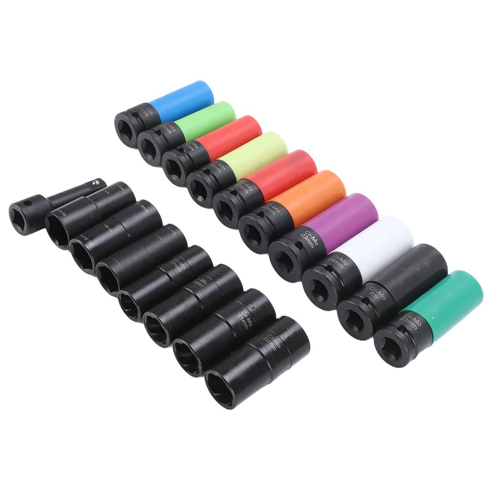 1 2in Drive Socket Set Hex Design Double Ended Torsion 6 Point and 12 Point Driver Socket Set with Extension Rod