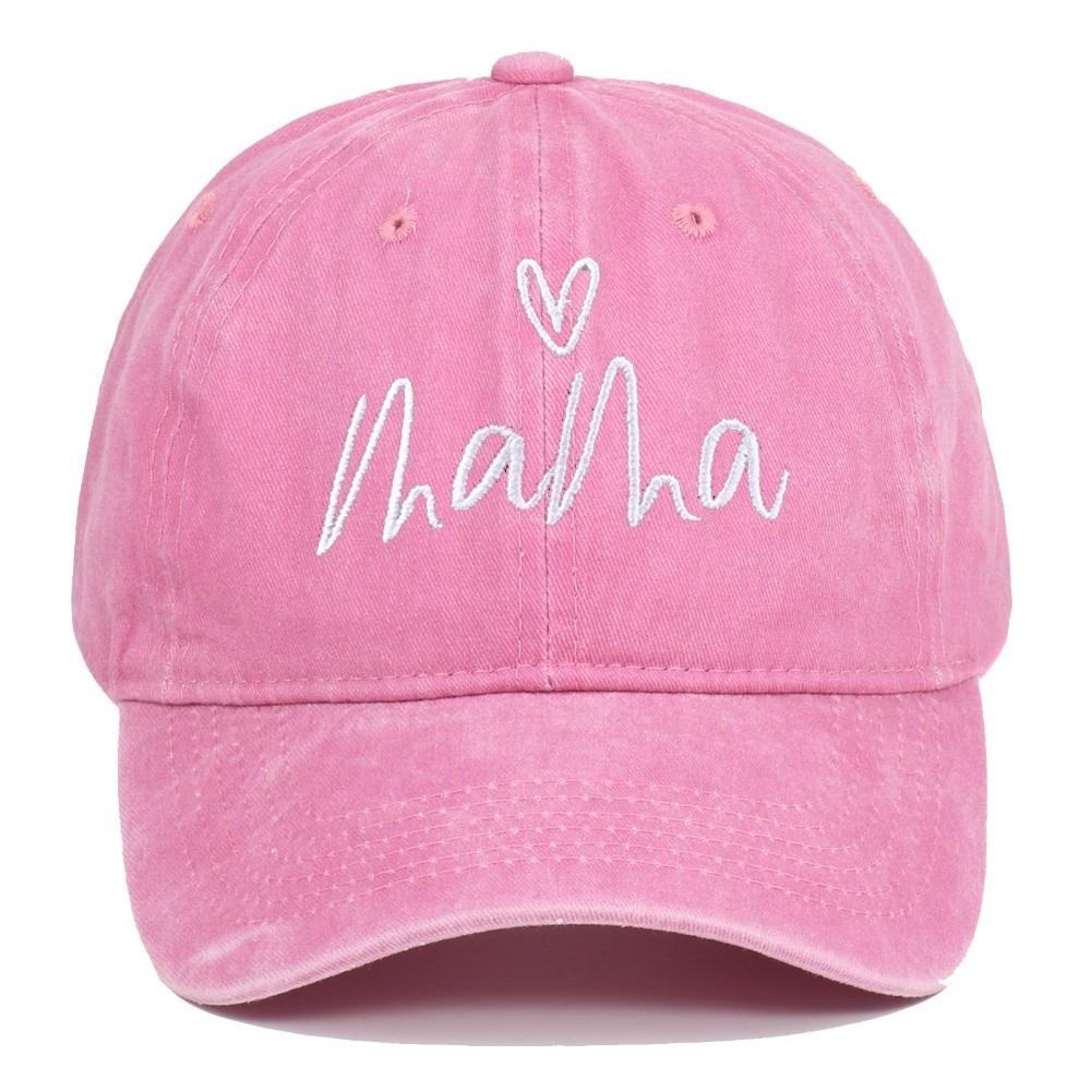 Washed Cotton Mama Heart Embroidery Caps Adjustable Outdoor Sunscreen Hats Baseball Cap  Gifts