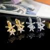 1pair Fashion Silver Color Flowers Zirconia Cz Earring for Women Gold Plated Ear Studs Piercing Girl Gifts
