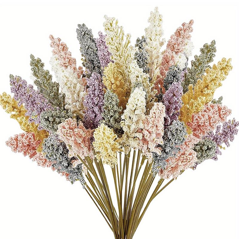 2PC Bundles Decorative Grain Ears Rustic Foam Real Touch Wheat Stalks Faux Home Decor Simulation Artificial Wedding 32cm