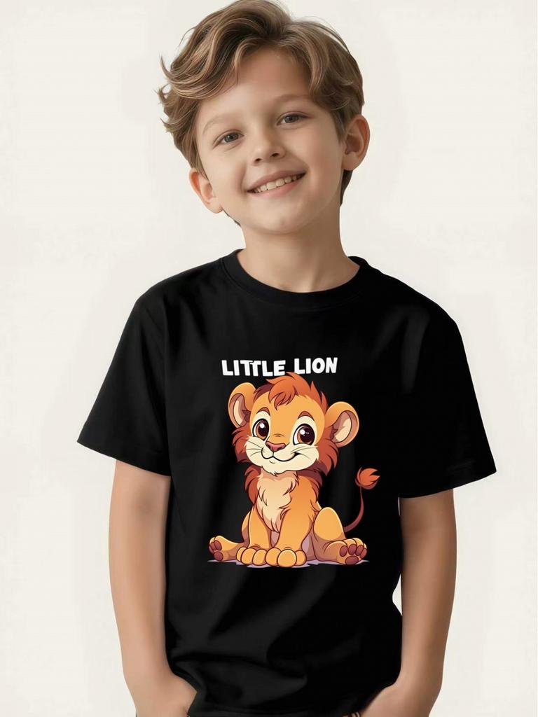 Cute Little Lion Boy T-shirt Summer Short-sleeved Versatile Casual Top