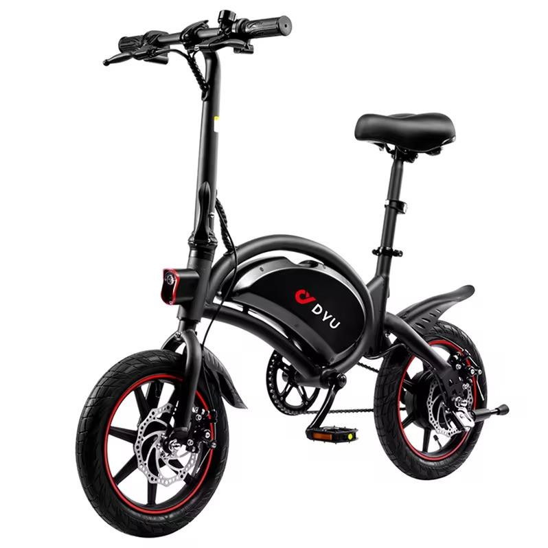 DYU D3F Folding Electric Bike, 250W Motor, 36V10Ah Battery, 14 inch Tires, Dual Disc Brake, Black