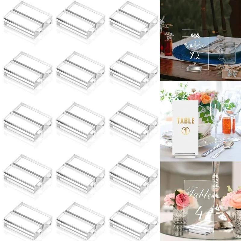 10 Pezzi 30*25*10mm Supporto Acrilico Trasparente Porta Segnaposto Slot Espositore Numeri Tavola Matrimonio per Cartello Foto Ufficio Menu