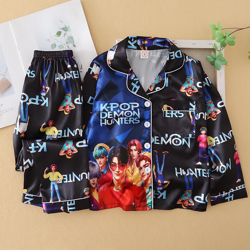 Children's Spring & Autumn Long Sleeve Ice Silk Pajamas - Boys & Girls Cartoon Princess Style