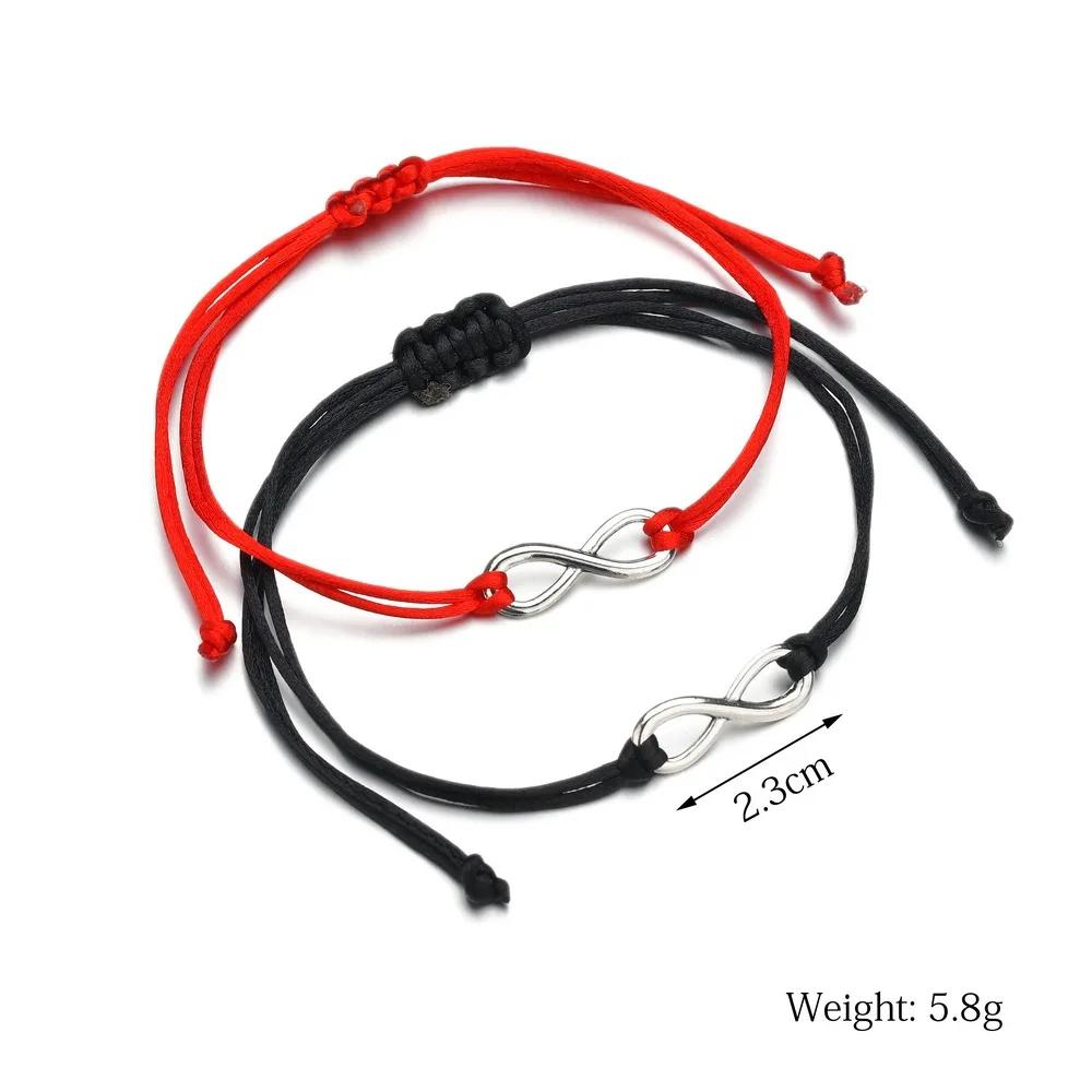 2Pcs Number 8 Infinity Love Lucky Couple Bracelets For Women Men Colorful Braided Rope Friendship Bangles Jewelry