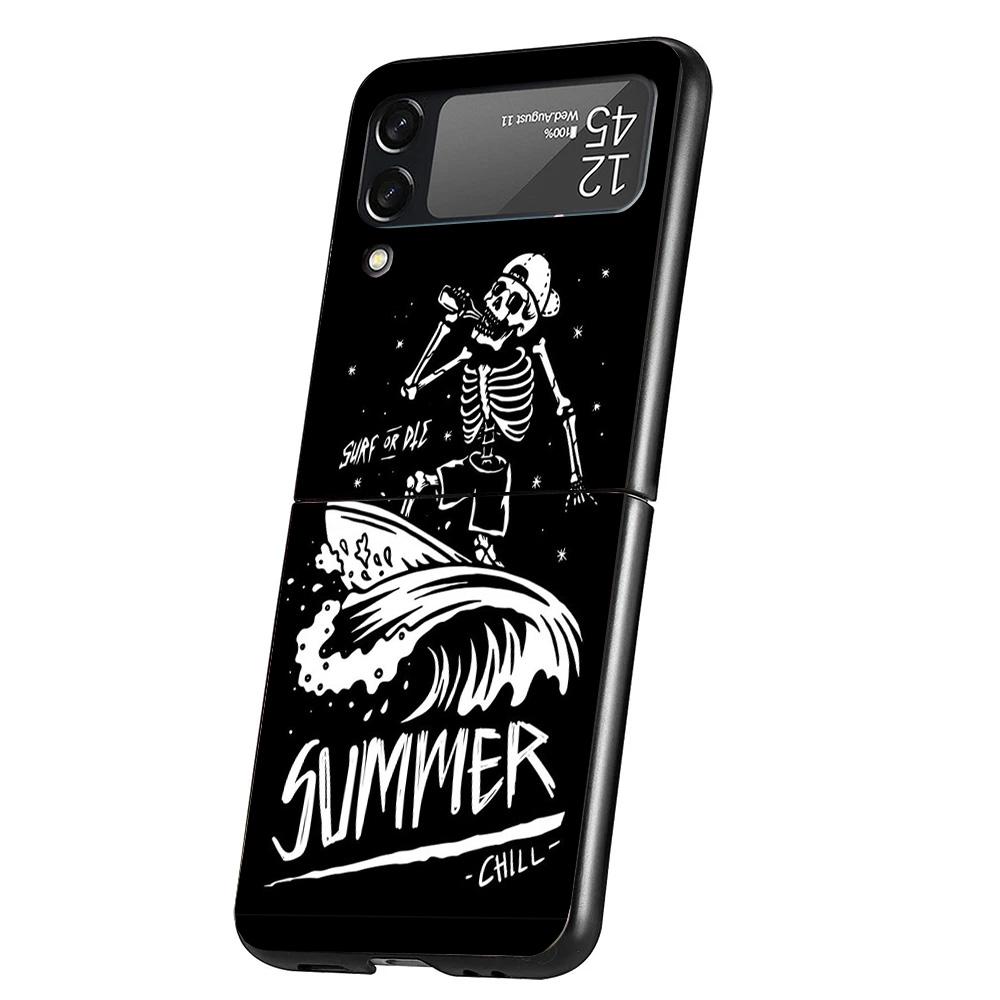 Surf Board Aesthetic Cover Phone Case For Samsung Galaxy Z Flip 7 6 5 4 3 5G Flip7 Flip6 Flip5 Flip4 Flip3 Black Fundas Shell Ga