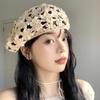 Summer Women'S Solid Color Flower Hollow Beret French Vintage Painter Hat