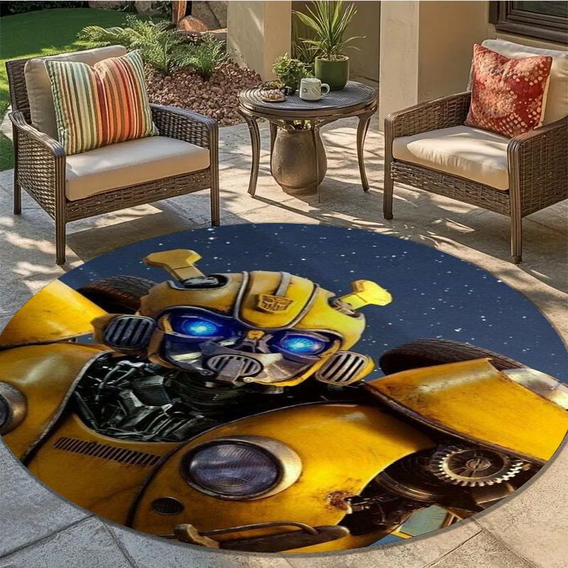 Bumblebee Transformers Round Area Rug,Carpet Rug for Living Room Bedroom Sofa Playroom Decor,Non-slip Floor Mat43