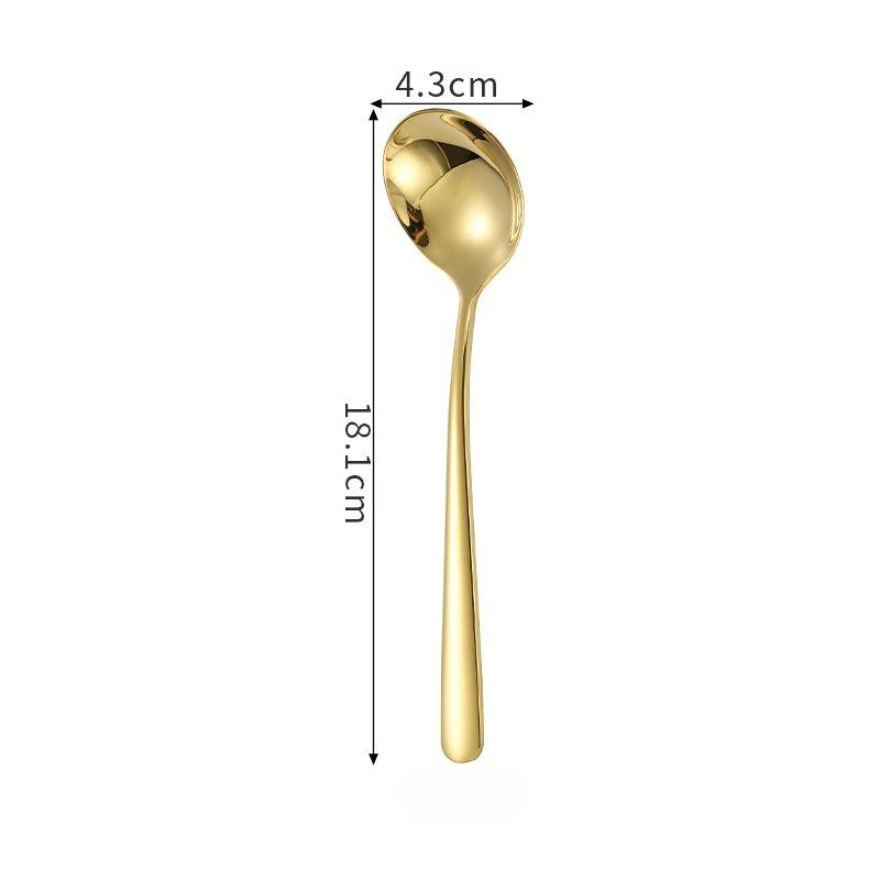 Stainless steel tableware elegant round spoon dessert spoon household high temperature resistant rust proof children spoon золотой