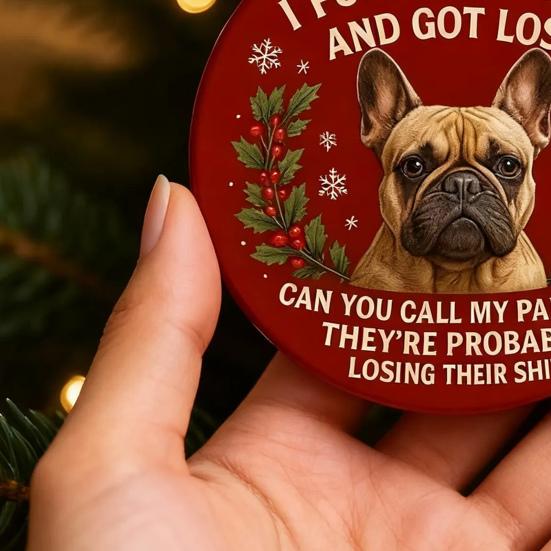 French Bulldog Ornaments for Christmas Tree Funny Acrylic French Bulldog Hanging Ornaments Gifts for Dog Lovers