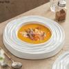 Czysty biały ceramiczny wzór fali wodnej gruby talerz na zupę talerz deserowy danie sushi restauracja kuchnia molekularna specjalna zastawa stołowa