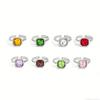 Alloy Cocktail Ring With Sparkling Stones Geometric Square Zircon Stacked Ring For Everyday Wear Or Special Event