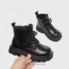 Fashion retro children's short boots 2024 new classmates high-top leather shoes British leather boots
