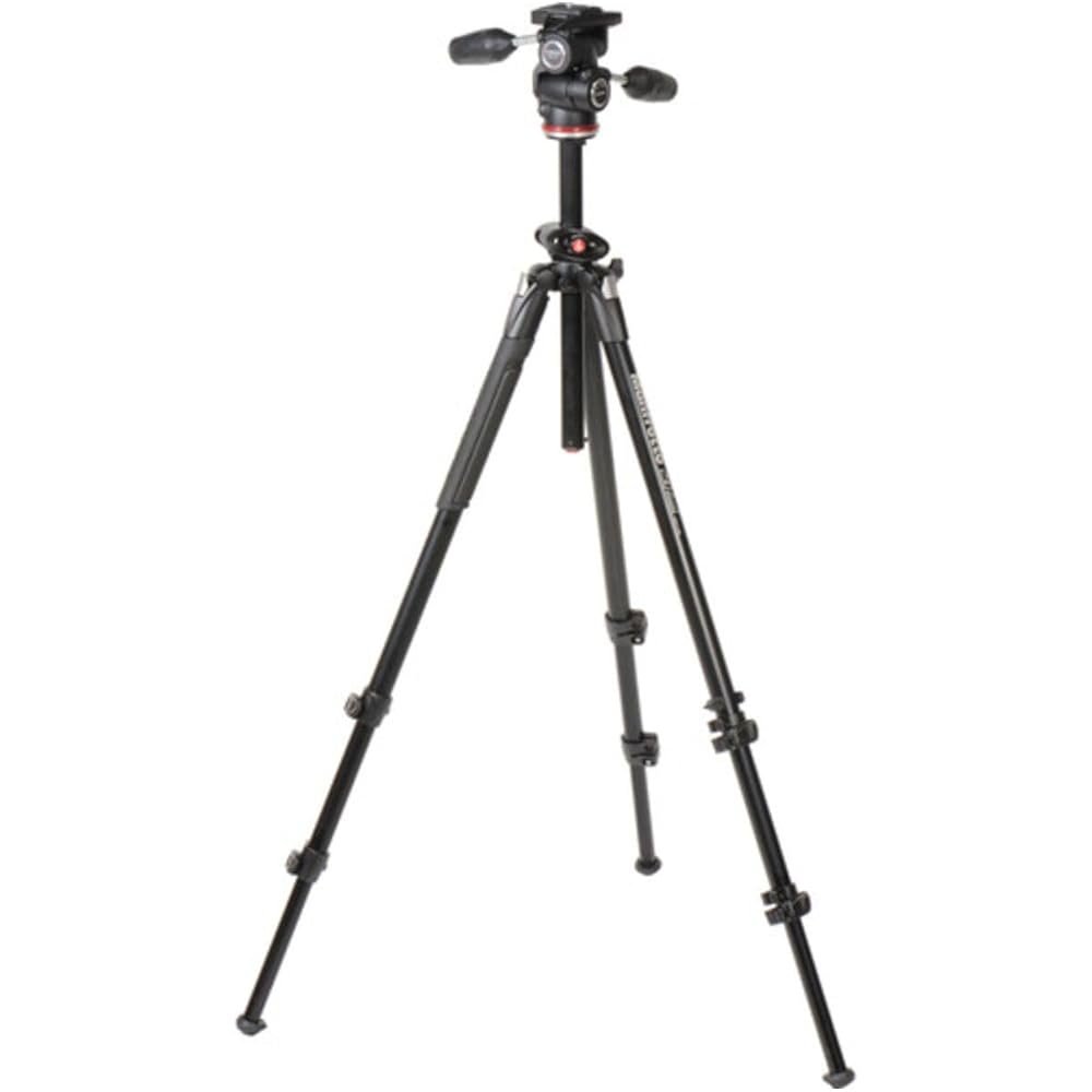 Manfrotto 290 Series DUAL Tripod, Aluminum, 3-Section, MK290DUA3-3W, with 3-Way Head, 4kg Load Capacity, Maximum Height 175.5cm, Minimum Height 5.5cm,