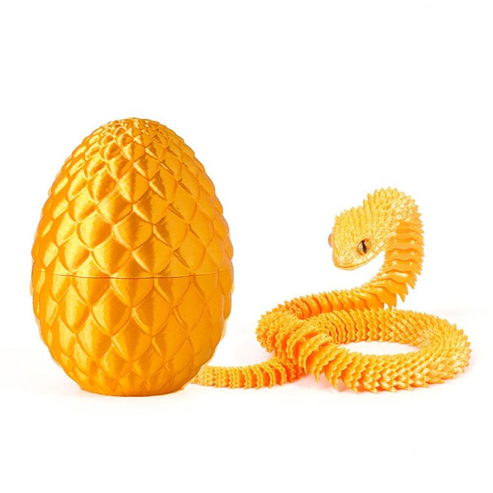 3D Printed Snake Egg Action Figure Toys Creative Stress Relief Rotatable Desktop Ornament Gift for Kids Adults