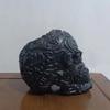 Unique Black Skull Makeup Brush Holder Decorative Resin Craft For Halloween Home Dcor