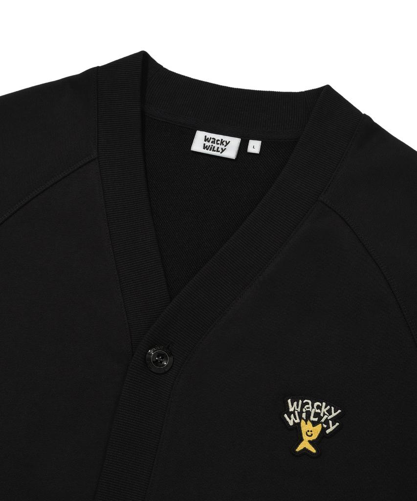 Wacky Willy Kiki Logo V-Neck Cardigan Black