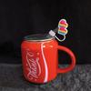 400ml Lovers Coke Cans Water Mug with Straw Lid Ceramic Believe Mugs Coffee Cups Student Couple Drinking Cup Best for Birthday