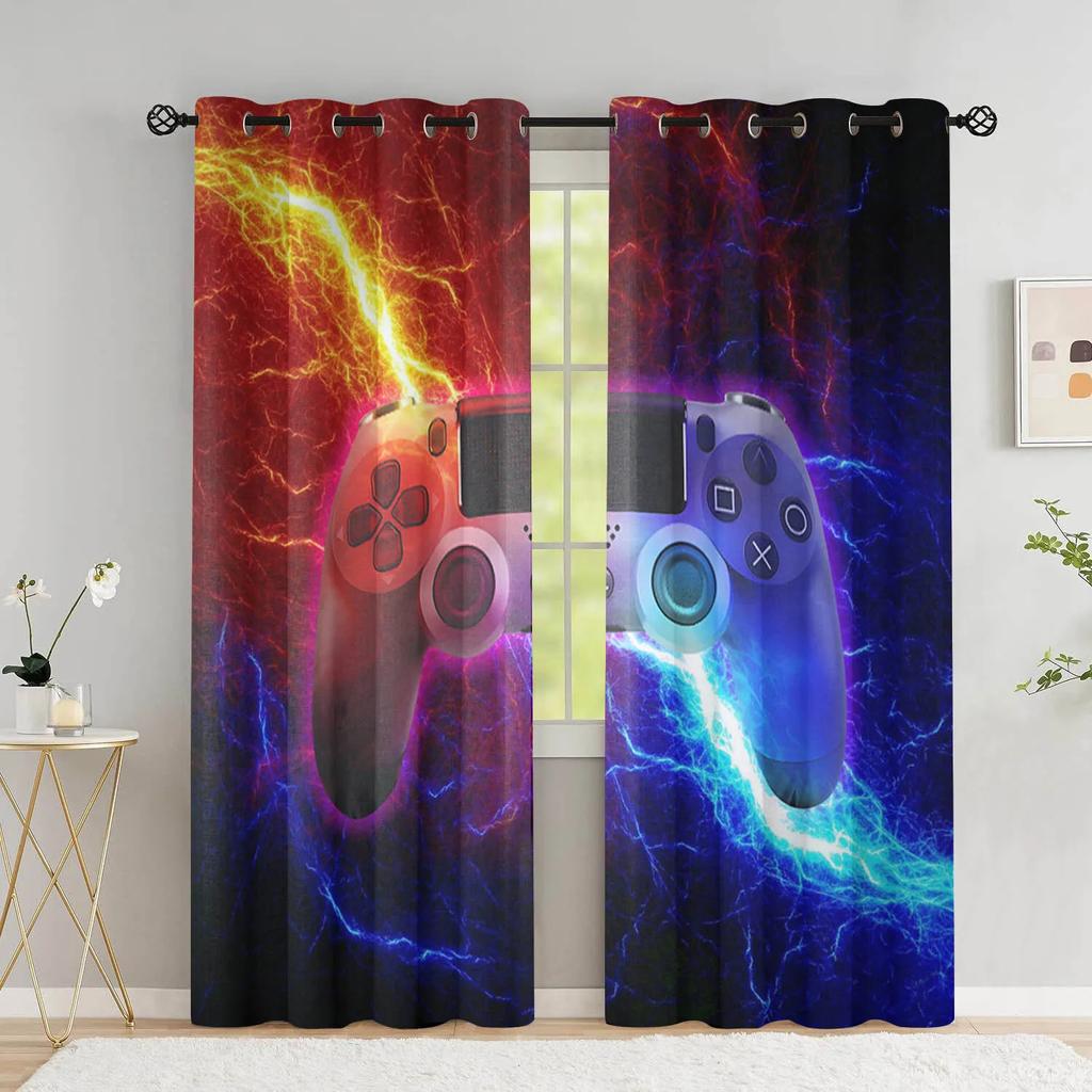Gamer Curtains for Boys Bedroom Gaming Room Decor High Shading Curtains Playing Video Game Window Drapes Thick Blackout Drape