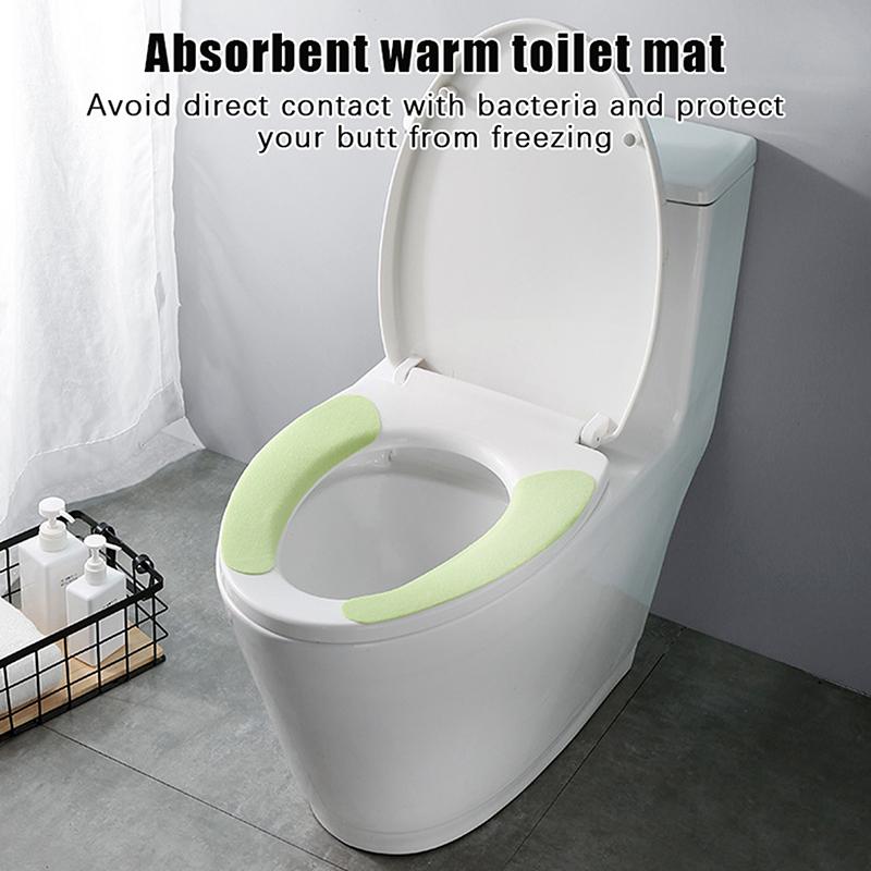2Pc/Set Universal Toilet Seat Cover Soft Wc Paste Toilet Sticky Seat Pad Washable Bathroom Seat Lid Cover Pad Cushion