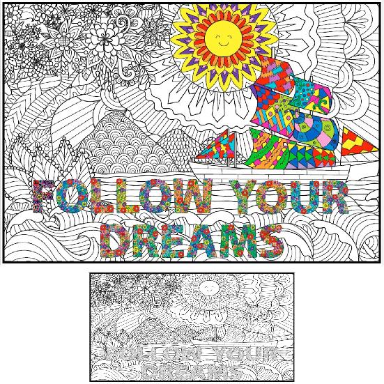 Giant Coloring Poster for Adults and Kids - Wall Coloring Poster Motivational - Large Coloring Posters for Classroom - Huge Coloring Poster at Work