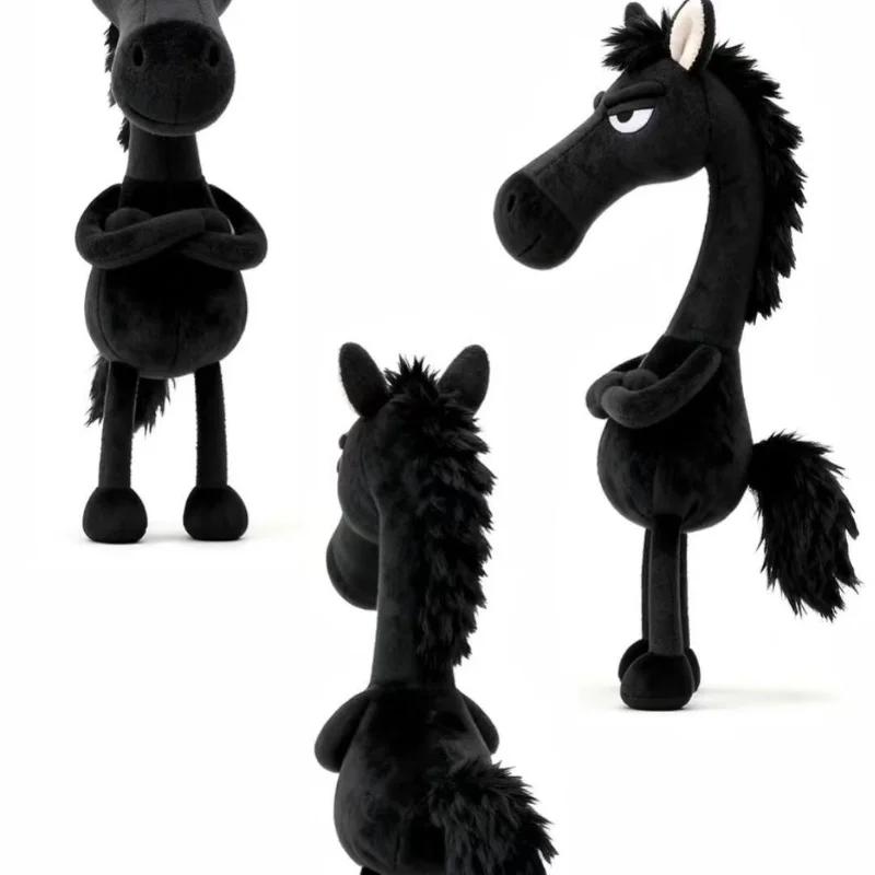 Non-Toxic Black Horse Keychain Plush Toy Backpack Pendant Decoration Year Of The Horse Plush Toy New Year'S Gifts For Children And Children 1Pcs