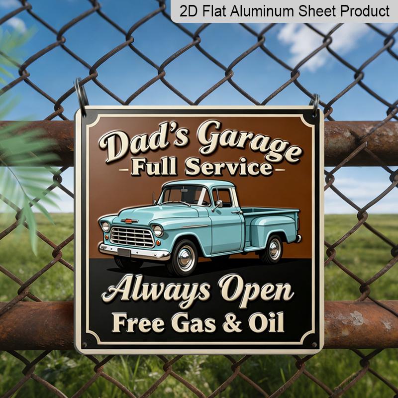 

2D Flat - 1pc, Vintage Metal Decorative Sign, Dad S for Garage Full Service Classic Old Car Sign, Suitable for Garage, Workshop, Man Cave, Bar 20*20cm