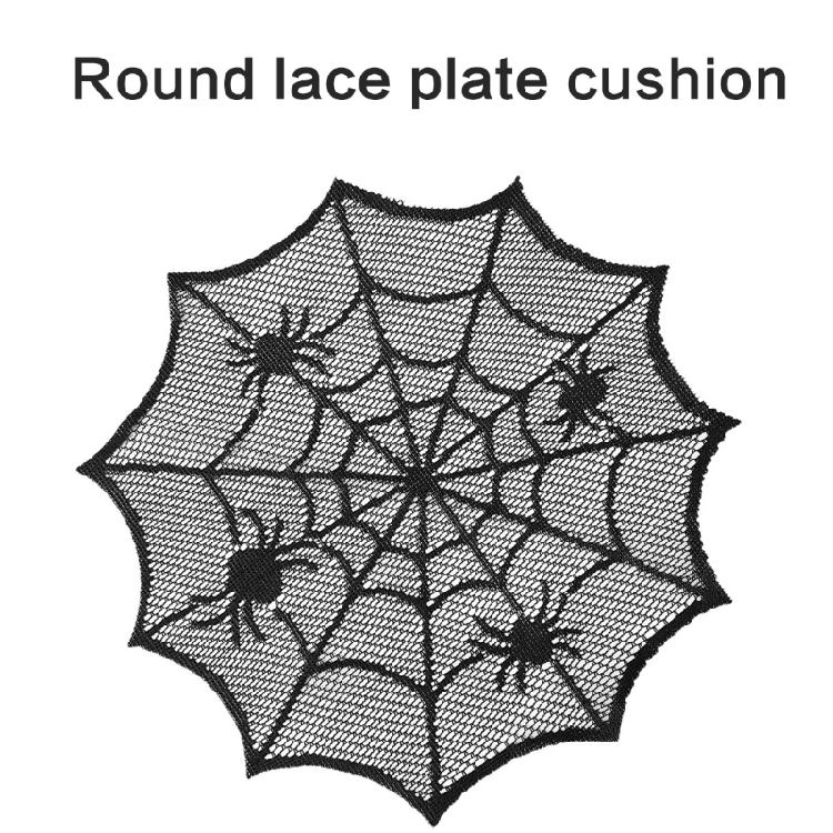 Schwarze runde Schnürsenkel-Deckchen mit Spinnennetzen Tischset für Paare und Einweihung