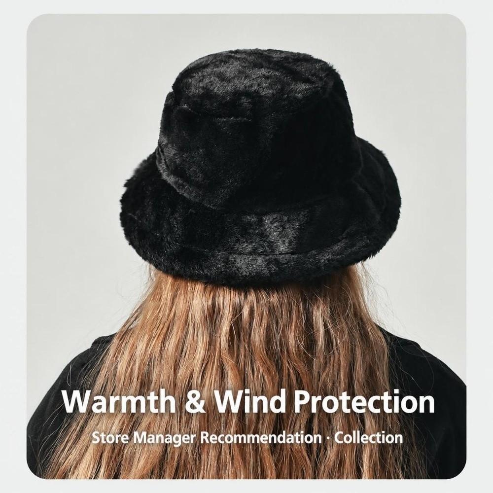 Solid Colors Faux Fur Cap Thickened Warm Fisherman's Hat Fashion Basin Bucket Hats for Women Girl