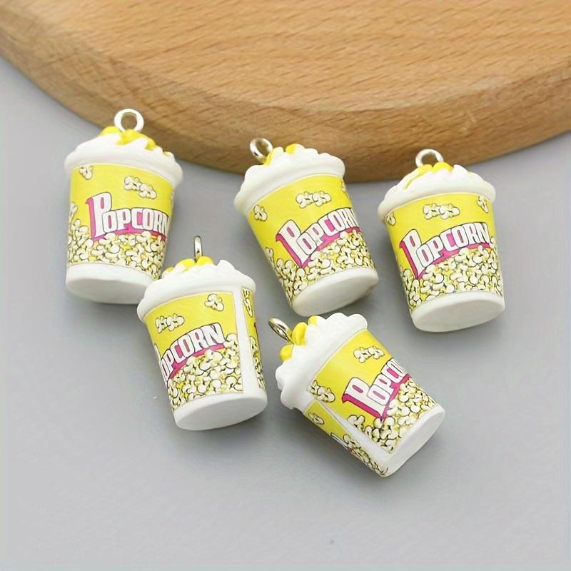 10Pcs 3D Resin Popcorn Bucket Charms Pendants For Jewelry Making Diy Handmade Bracelet Necklace Earrings Key Chain Accessories