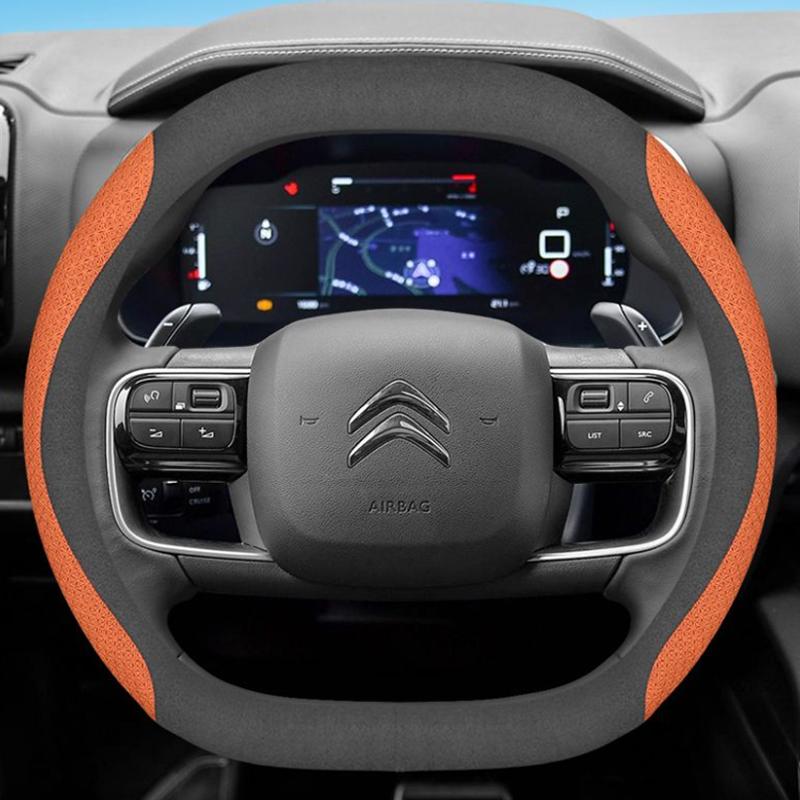 Leder Lenkradbezug Rutschfest für Citroen e-C3 C3 Aircross 2024 2025 Auto Innenzubehör