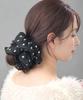 VINGTAINE Dot Voluminous Scrunchie with Ruffles for Chic and Elegant Perfect for Updos, Adults, Women, HS-226