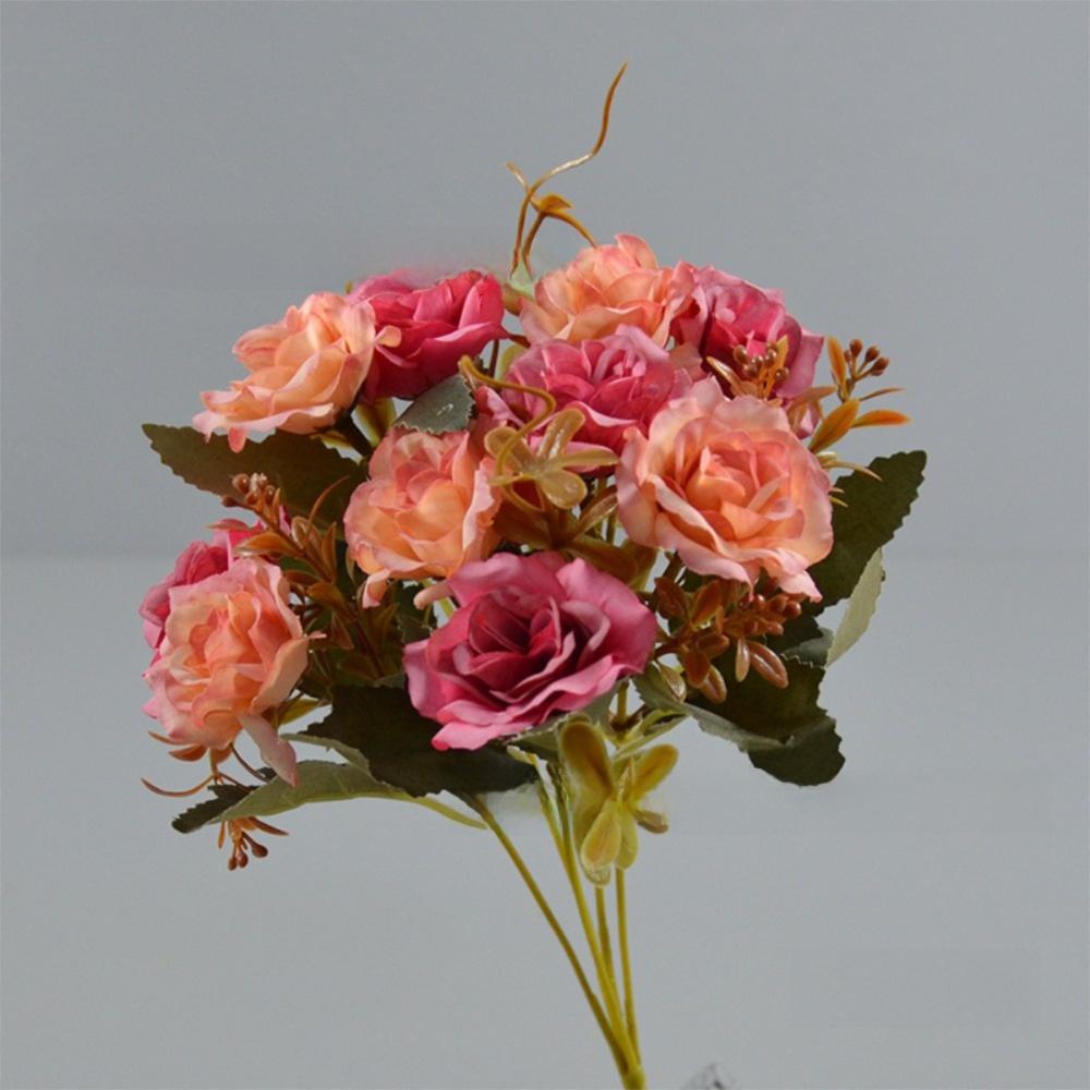 Realistic 10 Heads Artificial Rose Bouquet 32cm Silk Western-Style Floral Decor Artificial Flowers Home Decor