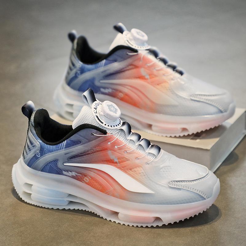 Men's Shoes for Spring and Summer Rotating Buttons for Teenage Sports and Leisure Couples Running Shock Absorption and Heightening Daddy Trendy Shoes