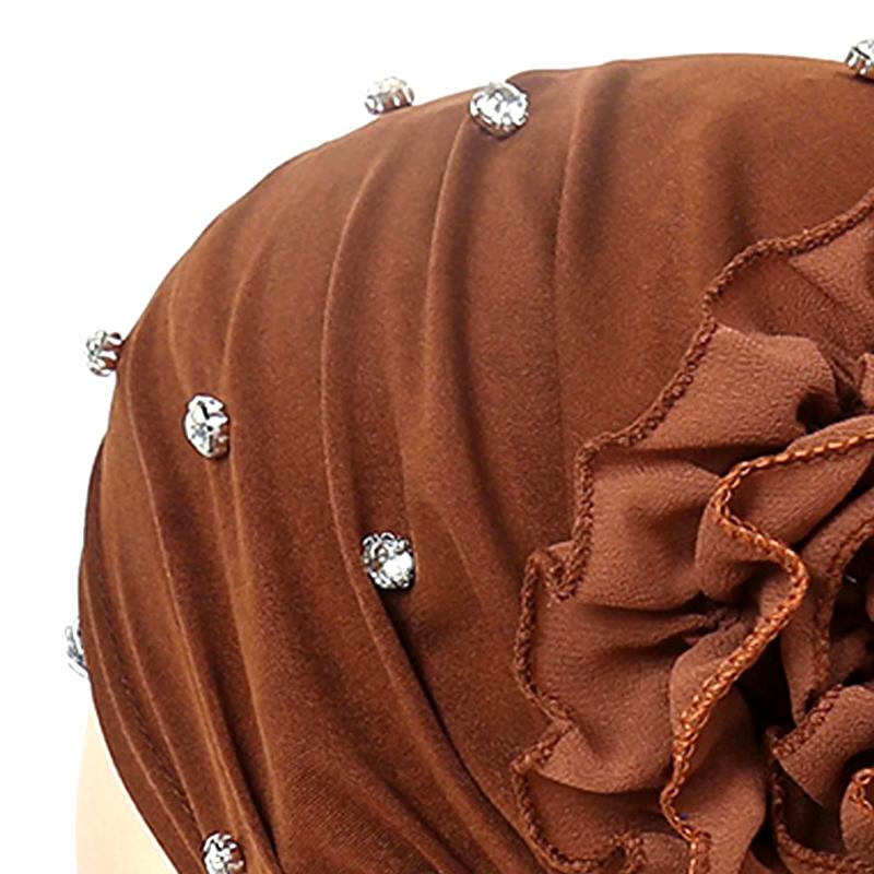 1Pc Muslim Headwear Nail Drill Fashion Pullover Cap Elasticity Women Turban Hat Chiffon Hat