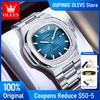 OLEVS 3696 Uhr Mann Original Luxus Quadratisch Quarz Uhr Edelstahl Wasserdicht Leuchtend Automatisch Datum Uhren Mann Box Geschenk