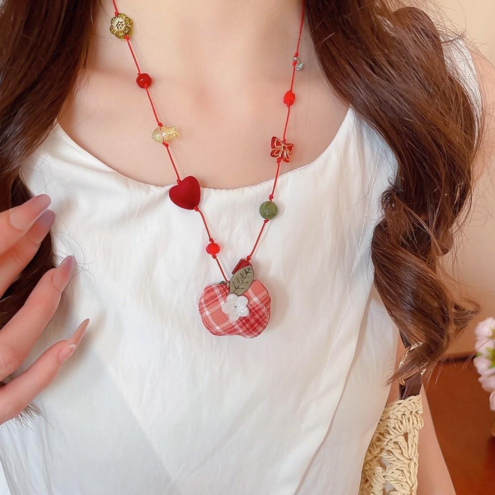 Jewelry Korean Fruit Beaded Necklace Cloth Fruit Clavicle Necklace Colorful Bohemian Choker  Lady